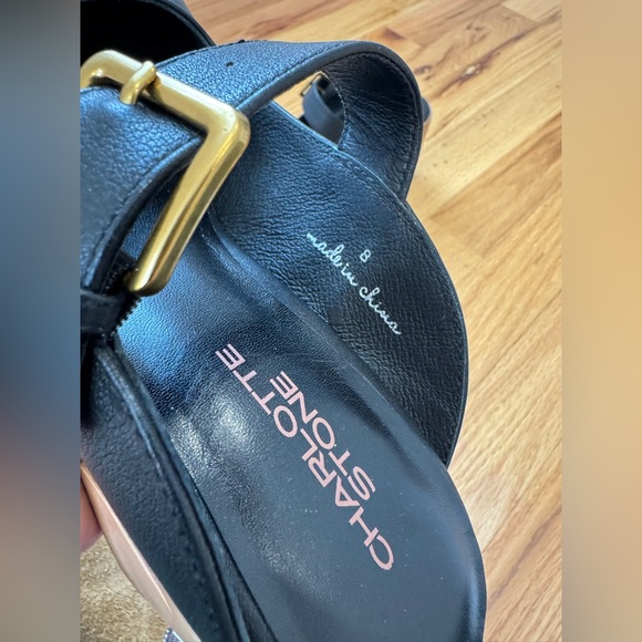 Charlotte Stone Charis Wood Heel Platform Mule Black - discontinued - 8 EUC - Picture 5 of 7